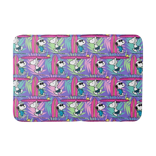 Tapete De Banheiro Amendoins | Padrão de Surf Roxo de Snoopy (Frente)