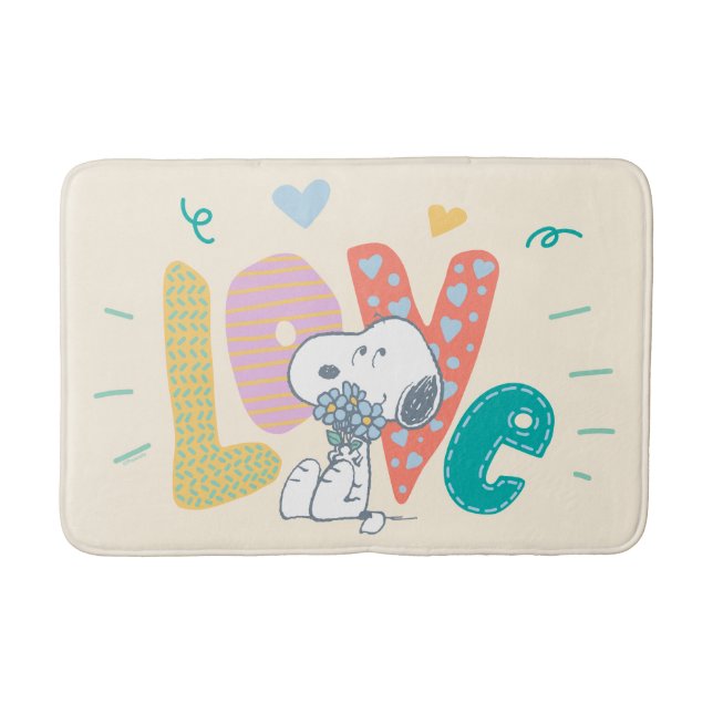 Tapete De Banheiro Amendoins | Snoopy Flower Love (Frente)