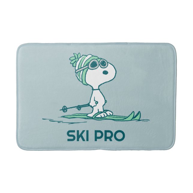 Tapete De Banheiro Amendoins | Snoopy on Skis (Frente)