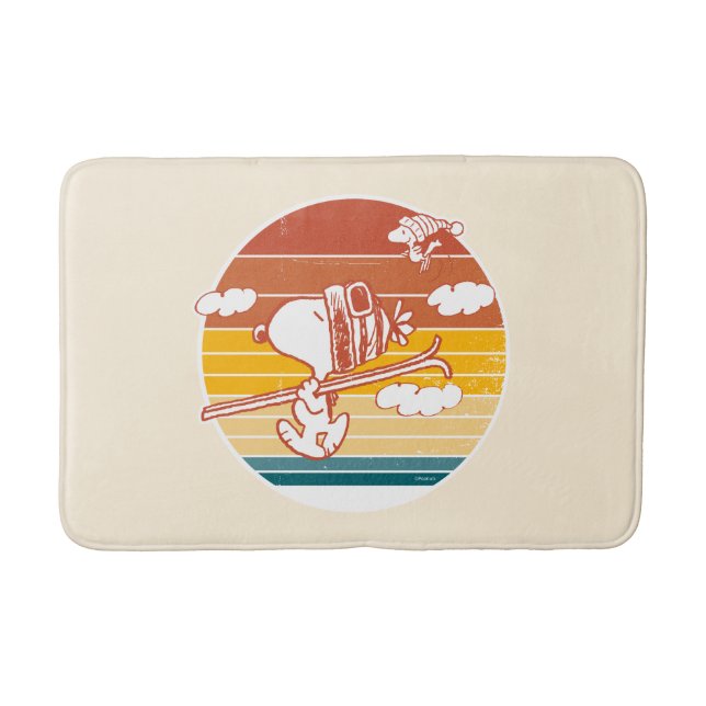 Tapete De Banheiro Amendoins | Triagem de Esqui de Snoopy & Woodstock (Frente)