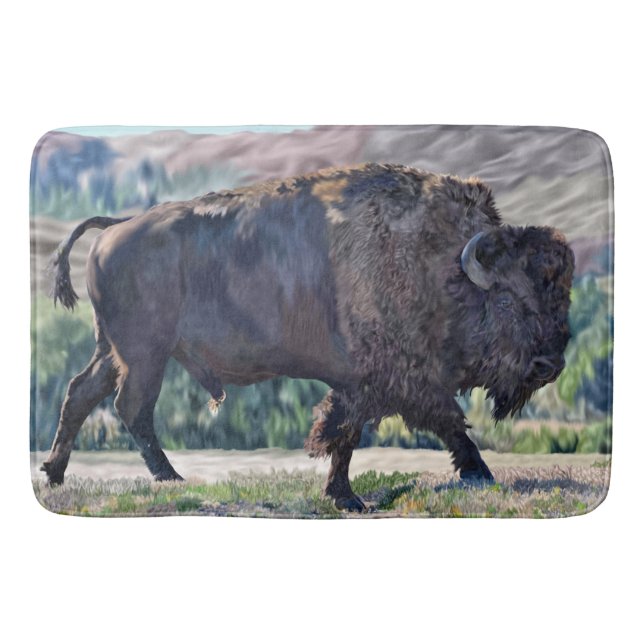 Tapete De Banheiro American Bison Roaming no Grassland Setting (Frente)