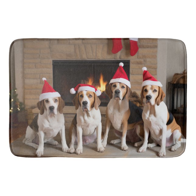 Tapete De Banheiro American English Foxhound Lareira Natal (Frente)