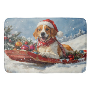 Tapete De Banheiro American English Foxhound no Sledge Christmas