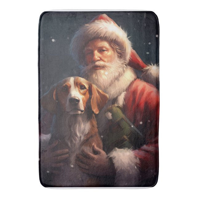 Tapete De Banheiro American English Foxhound Santa Claus Natal (Frente Vertical)