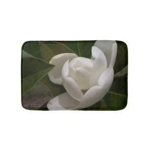 Tapete De Banheiro Amido de flor branco cremoso de magnólia