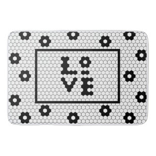 Tapete De Banheiro Amor, Azulejo preto e branco, Design Bath Mat