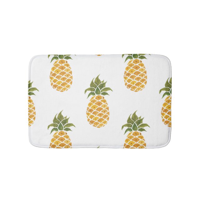 Tapete De Banheiro Ananases pintados à mão, fundo de aquarela. (frente)