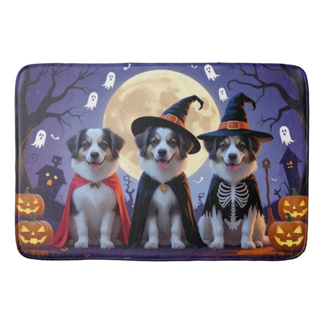 Tapete De Banheiro Anatólia Shepherd Dogs Pumpkin Halloween Engraçado (Frente)