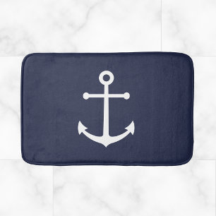 Tapete De Banheiro Âncora Azul Marinho Náutico