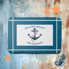 Tapete De Banheiro Âncora de Barco de Padrão Náutico Personalizada