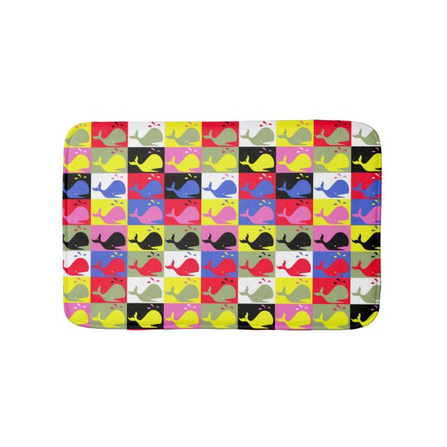 Tapete De Banheiro Andy Whale-Hole™ padrão_Lots o' pequenas baleias (frente)