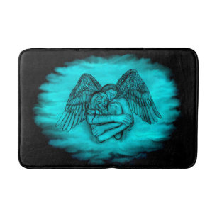 Tapete De Banheiro Angel Eros in Love, design preto e verde