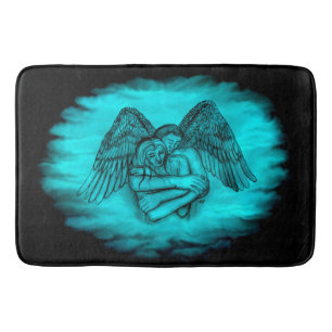 Tapete De Banheiro Angel Eros in Love, design preto e verde
