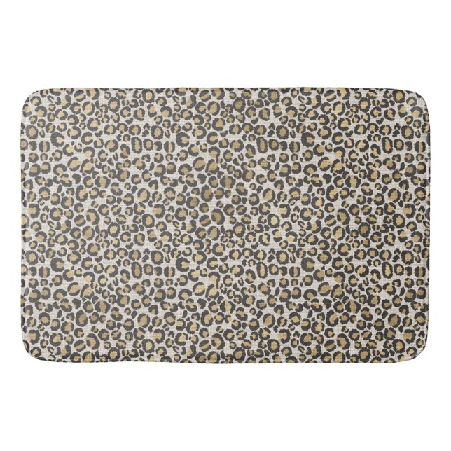 Tapete De Banheiro Animais Impressos Bath Leopardo Manchas Nutrais (Frente)