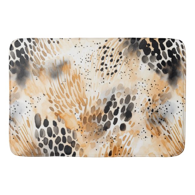 Tapete De Banheiro Animais-Leopardo-do-Creme Negro Selvagem (Frente)