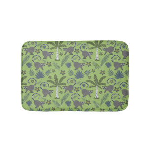 Tapete De Banheiro Animais tropicais, sem soldadura, verdes e cinzas