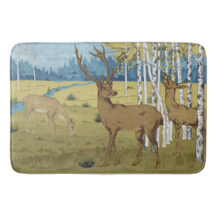 Tapete De Banheiro Animal Elegant Deer Art Nouveau Willife