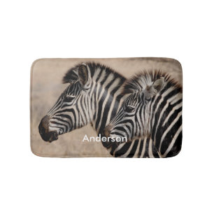 Tapete De Banheiro Animal preto & branco personalizado da zebra
