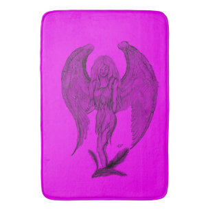 Tapete De Banheiro Anjo, Arte Lápis, design preto e rosa