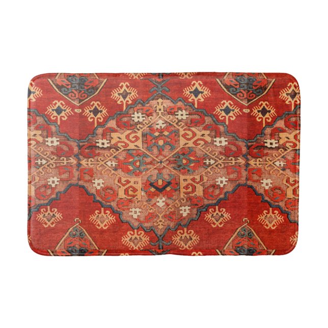 Tapete De Banheiro Anticorpo Vermelho Oriental Dhurrie Kilim Rug (Frente)