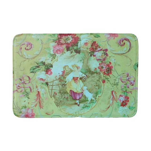 Tapete De Banheiro Antiquado estilo Toile Rococo Vitoriano Verde (Frente)