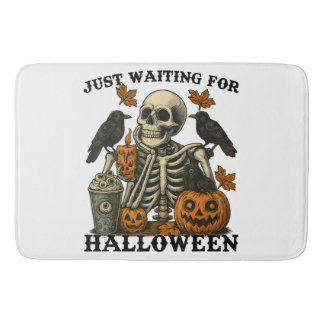 Tapete De Banheiro Apenas Esperando pelo Esqueleto de Café de Hallowe
