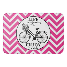 Tapete De Banheiro Aproveite o passeio | Bicicleta Com Flores Motivac