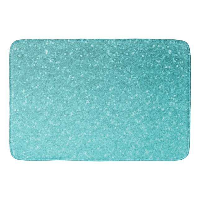 Tapete De Banheiro Aqua Blue Glitter Sparkle Girly Glam Mermaid (Frente)
