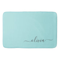 Aqua Blue Teal Modern Script Girly Monographic Nam