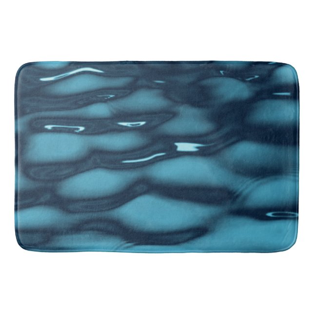 Tapete De Banheiro Aqua Blue Water Waves (Frente)