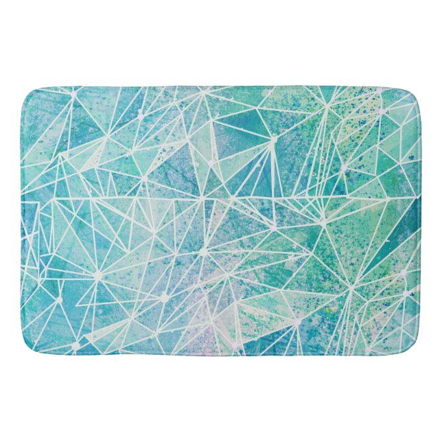 Tapete De Banheiro aquamarina com espaço de geometria branca (Frente)