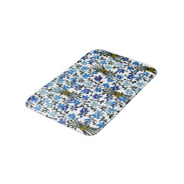 Tapete De Banheiro Aquarela Azul Flores Selvagens Chic Boêmia