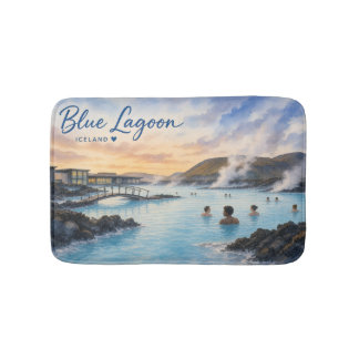 Tapete De Banheiro Aquarela do banho termal Blue Lagoon Islândia