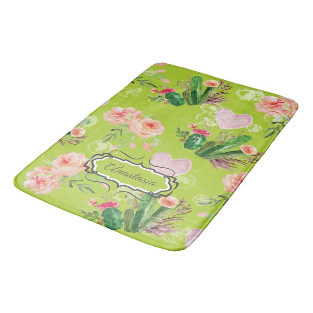 Tapete De Banheiro Aquarela Floral Personalizada (Angulado)
