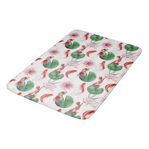 Tapete De Banheiro Aquarela Japonesa Art Koi Fish Lotus Lily Pad