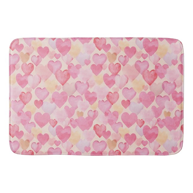 Tapete De Banheiro Aquarela Rosa e Amarelo Corações Bonitos romântico (Frente)