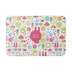 Tapete De Banheiro Aquarela Sun Sacudir Flop Summer Beach Themed