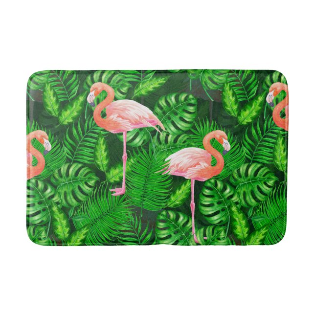 Tapete De Banheiro Aquarela tropical Flamingo (Frente)