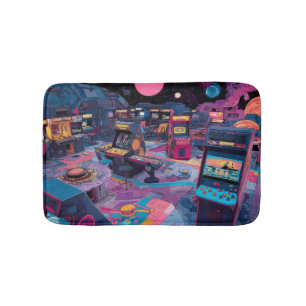 Tapete De Banheiro Arcade Retro Futurista no Espaço Exterior