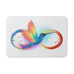 Tapete De Banheiro Arco-íris Hummingbird com símbolo Infinito