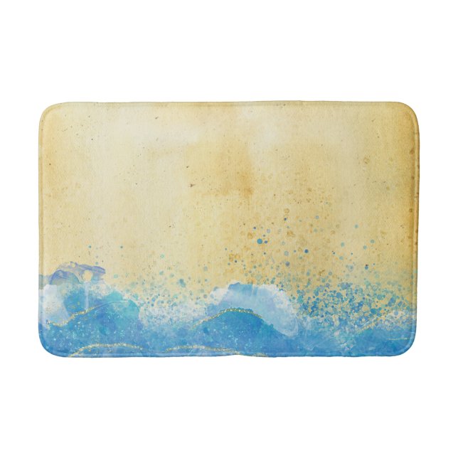 Tapete De Banheiro Areia Aquarela e Água Bath Mat (Frente)