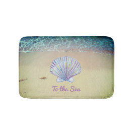 Tapete De Banheiro Areia de Praia Personalizada & Conchas 