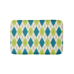 Tapete De Banheiro Argyle azul e verde
