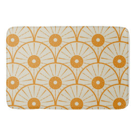 Tapete De Banheiro Art Deco Abstrato Sol Laranja em Branco