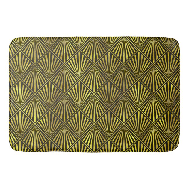 Tapete De Banheiro Art Deco Dourado Bath Mat (Frente)