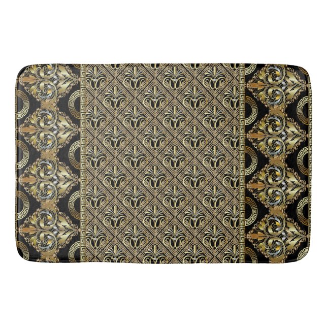 Tapete De Banheiro Art Deco Dourado Bath Mat (Frente)