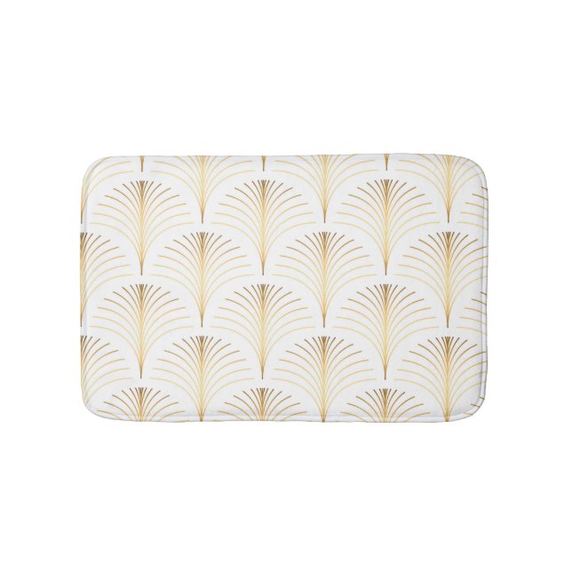 Tapete De Banheiro Art Deco Floral: Elegância Ouro. (frente)