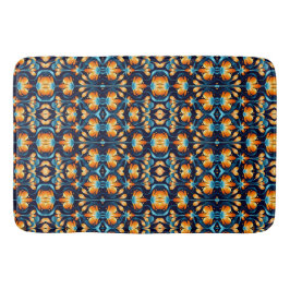 Tapete De Banheiro Art Deco - flores laranja azuis