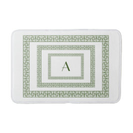 Tapete De Banheiro Art Deco Forest Green Border on white Bath Mat