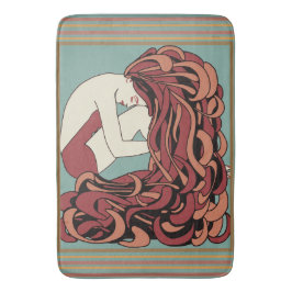 Tapete De Banheiro Art Deco Lady with Lotes of Hair